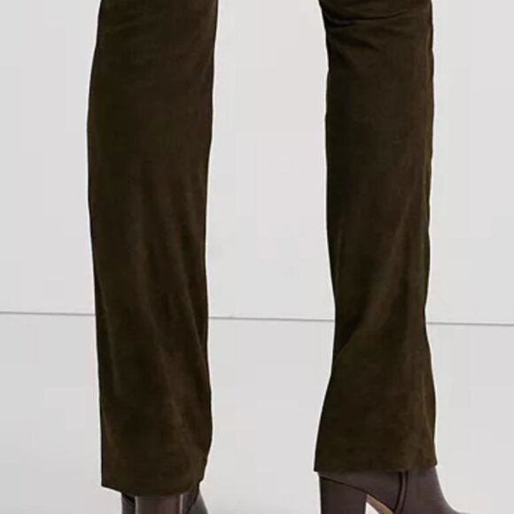 NWT Lauren Ralph Lauren Black Label Goat Suede High-Rise Boot Pants – Dark Olive - Picture 2 of 15